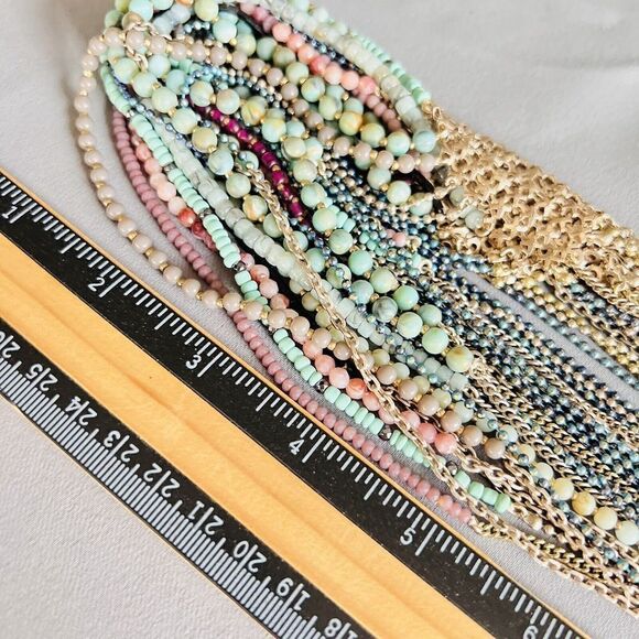 Stella & Dot Mae Statement Necklace Mesh Multi Strand Stone Silver RV$129 4765 - Picture 9 of 10